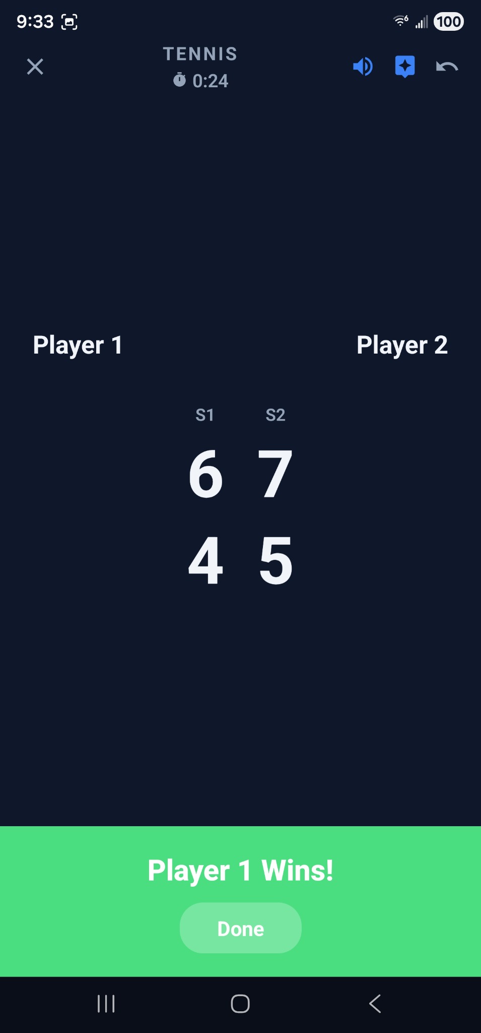 Match summary screen